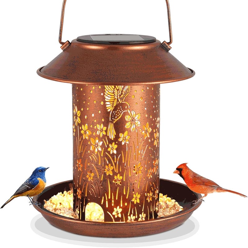 Tepaken Bird Feeders for Outdoors Hummingbird Solar Lanterns Outdoor Waterproof Hanging Garden Decor Birthdays for Women Mom Metal Solar Decoration Outside for Yard, Patio, - Image 1